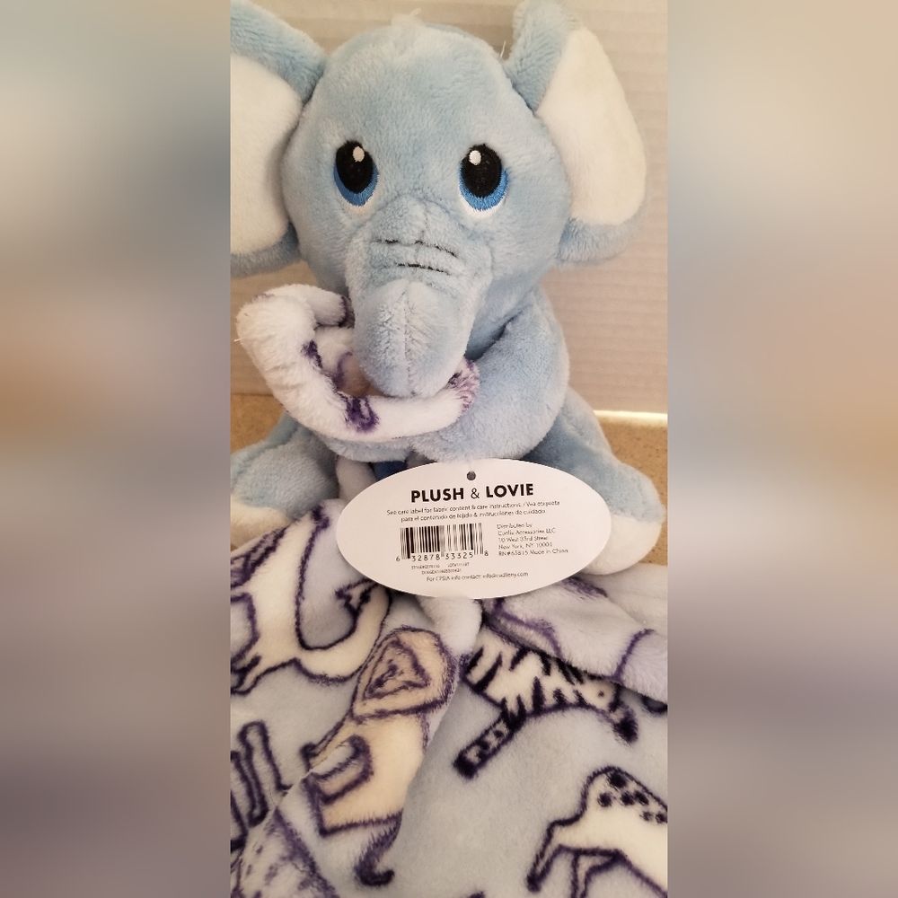 Baby Blue Elephant Lovey with Security Blanket Stuffed Animal NWT - Picture 11 of 15